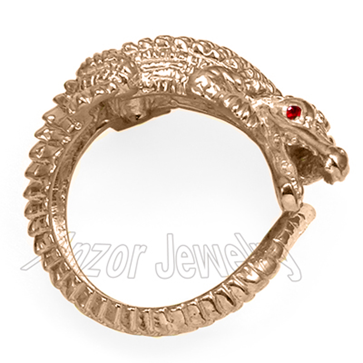 14k Solid Rose Gold Crocodile Ruby Ring for Men's and Women's #R2004