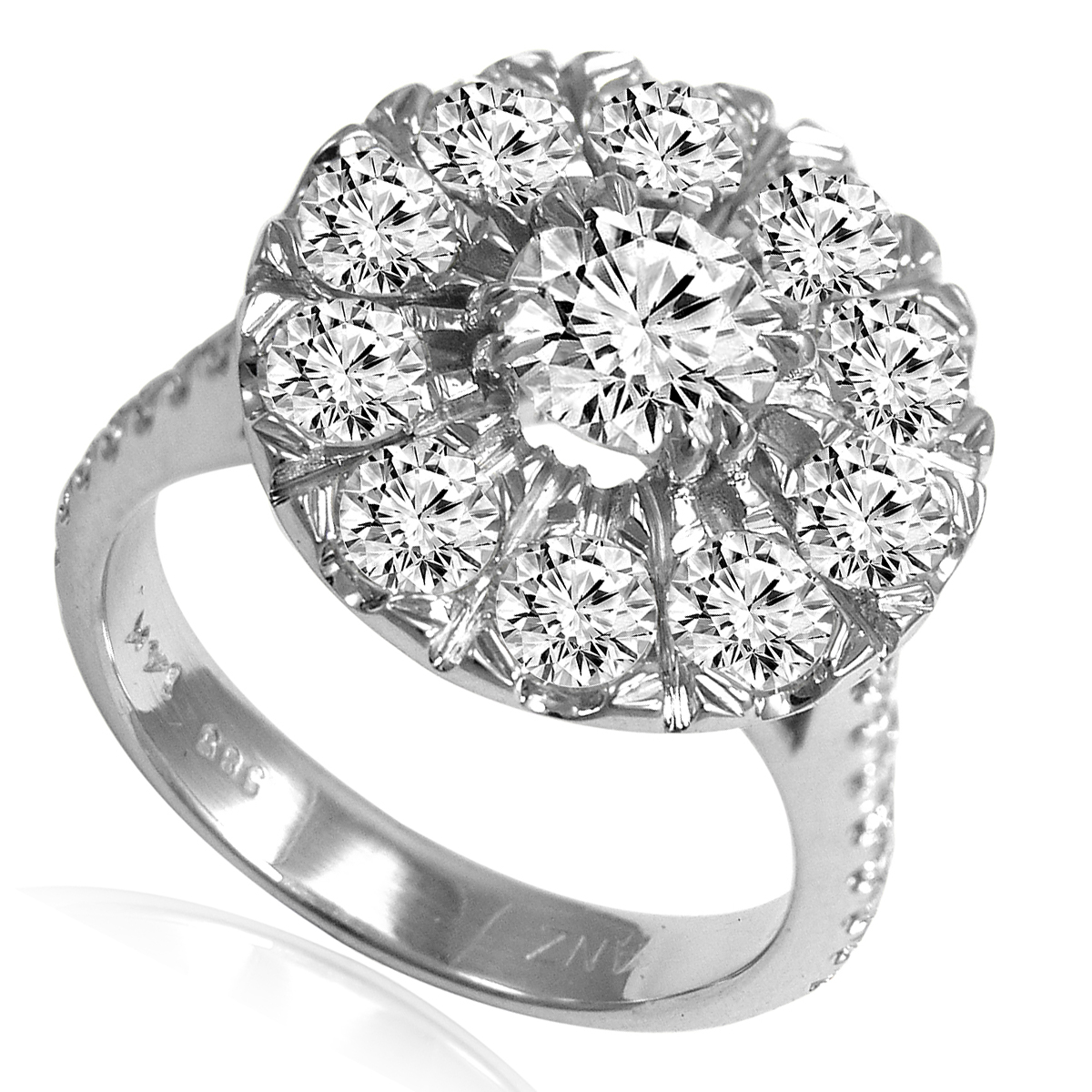 14k Solid White Gold Genuine Diamond Engagement Ring #R2014