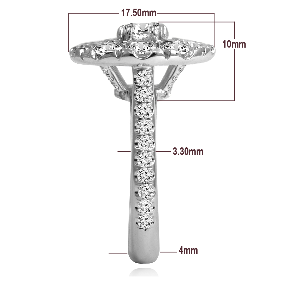 14k Solid White Gold Genuine Diamond Engagement Ring #R2014