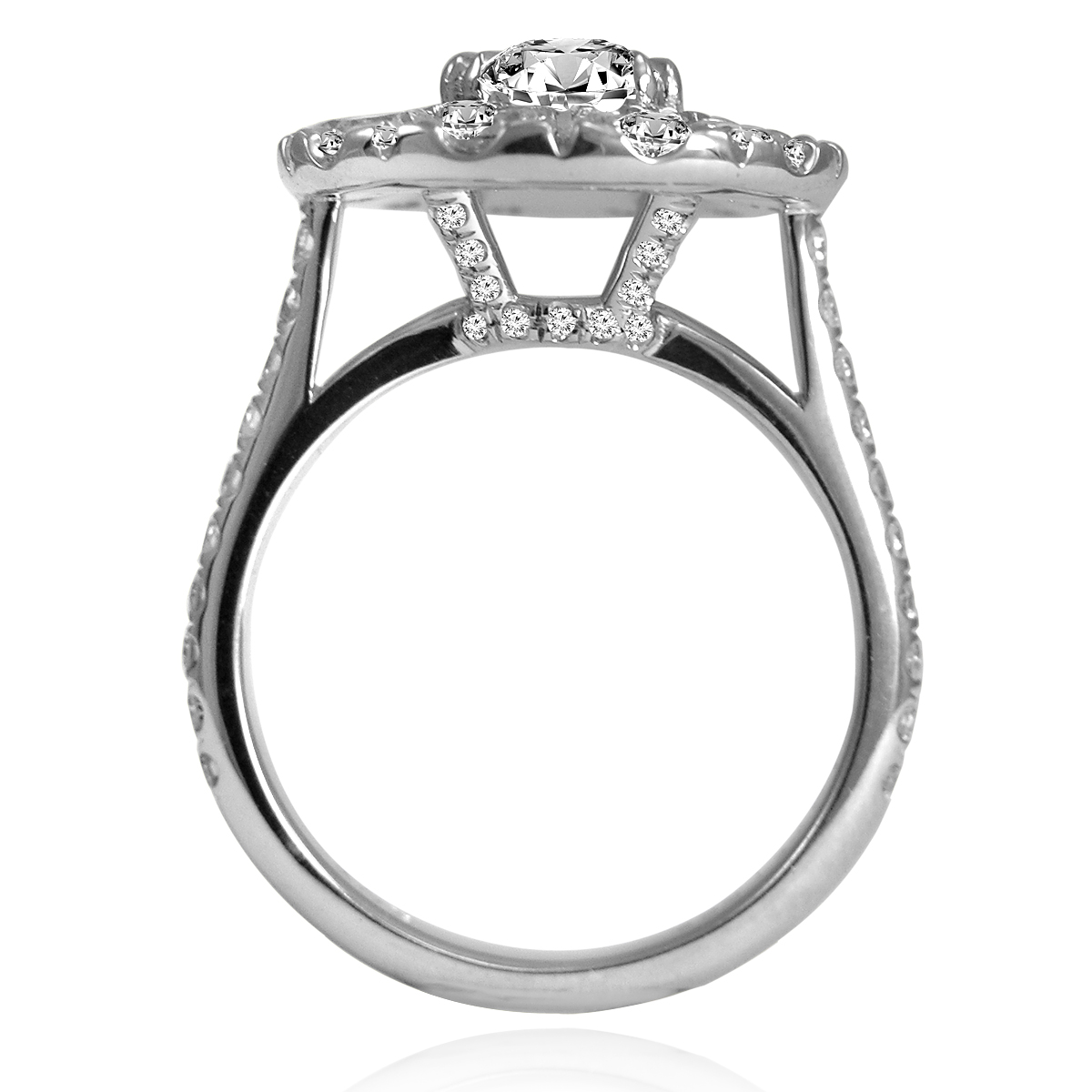14k Solid White Gold Genuine Diamond Engagement Ring #R2014