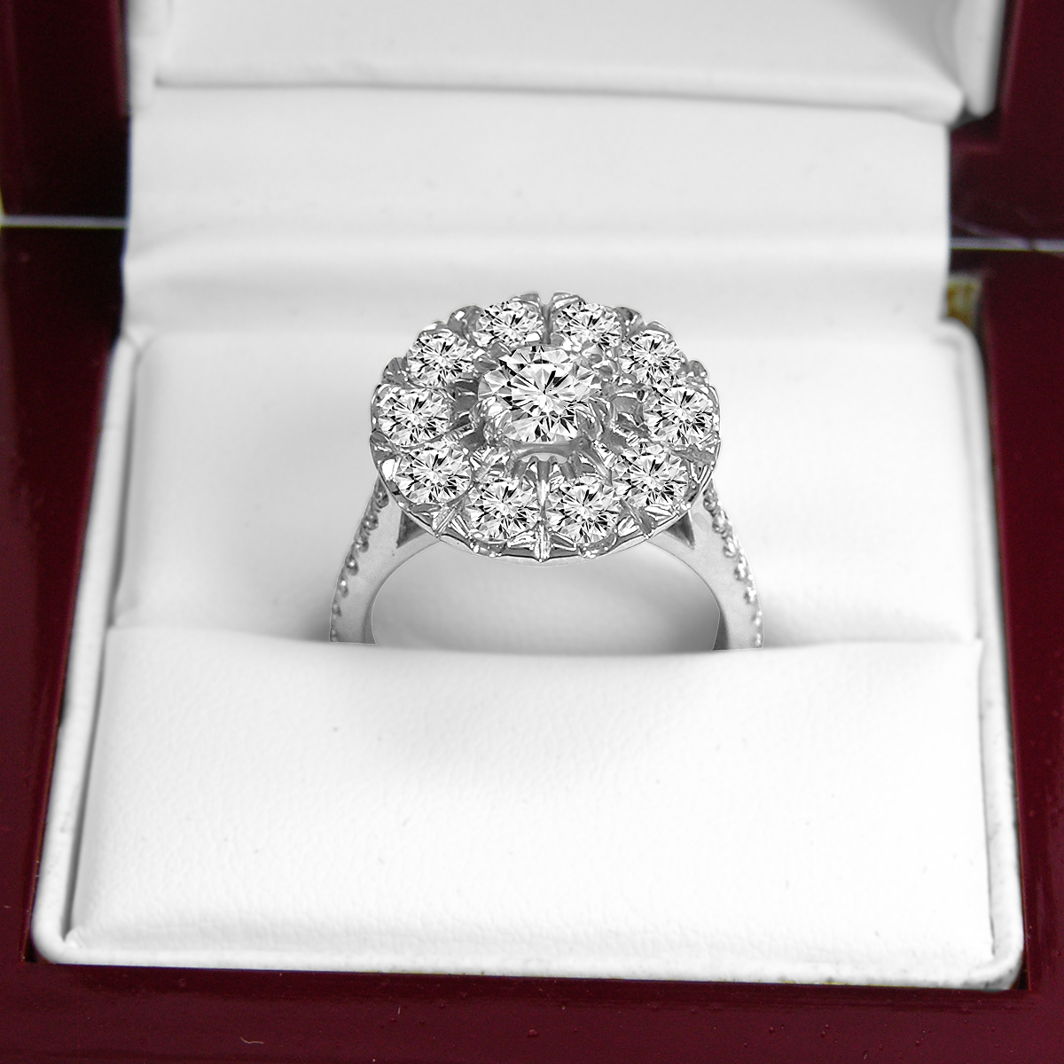 14k Solid White Gold Genuine Diamond Engagement Ring #R2014
