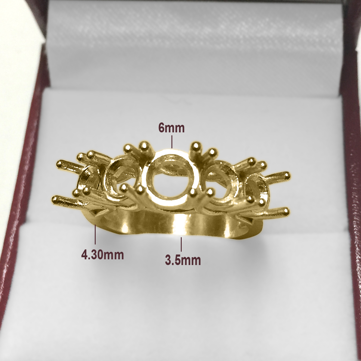 14k Solid Yellow Gold Five Stone Band Setting Ring #R2020