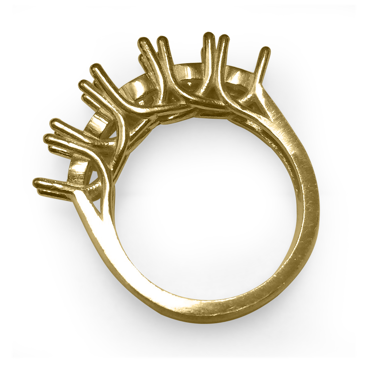 14k Solid Yellow Gold Five Stone Band Setting Ring #R2020