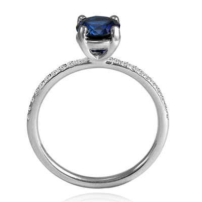 18k Gold Genuine Ceylon Sapphire Diamond Engagement Ring #R2024