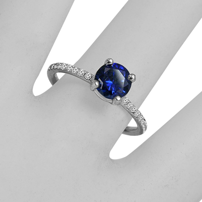 18k Gold Genuine Ceylon Sapphire Diamond Engagement Ring #R2024