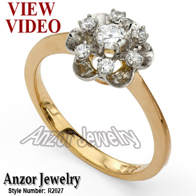 Russian Style  Diamond Engagement Ring 14k Rose & White Gold  #R2027 Russian Style  Diamond Engagement Ring 14k Rose & White Gold  #R2027