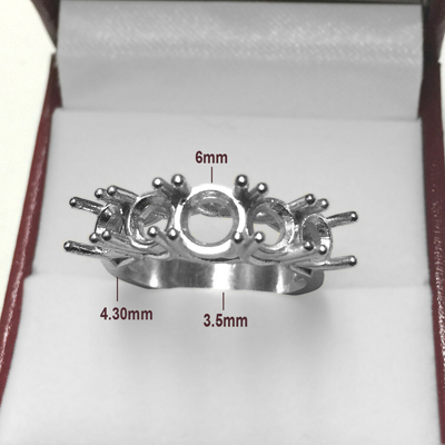 14k Solid White Gold Women's Five Stone Band Setting Ring  #R2028