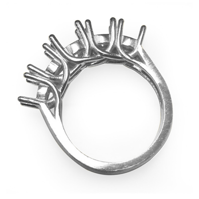 14k Solid White Gold Women's Five Stone Band Setting Ring  #R2028