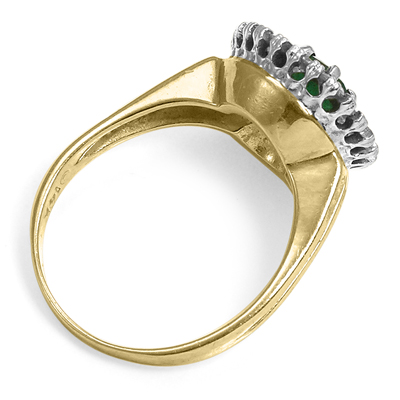 Russian Style Diamond and Emerald Ring in 14K Gold  #R2030 Russian Style Diamond and Emerald Ring in 14K Gold  #R2030