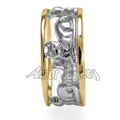 14k Solid Yellow and White Gold Siamese Cat Ring #R2035 14k Solid Yellow and White Gold Siamese Cat Ring #R2035