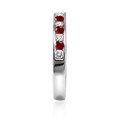 14k Solid White Gold Genuine Diamond & Ruby Eternity Band Ring #R2038