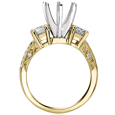 18k Solid Yellow and White Gold Diamond Engagement Ring Setting 18k Solid Yellow and White Gold Diamond Engagement Ring Setting