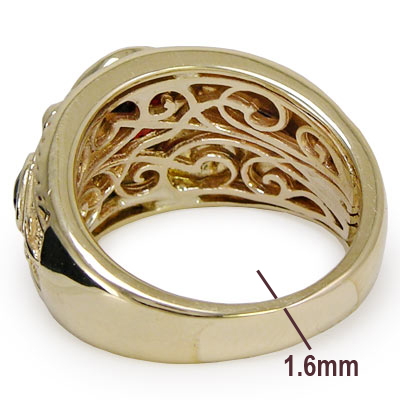 Men's 14k Solid Yellow Gold Natural Iolite Garnet Ring  <br>  ANZOR'S EXCLUSIVE "Patent Pending" in the USPTO.