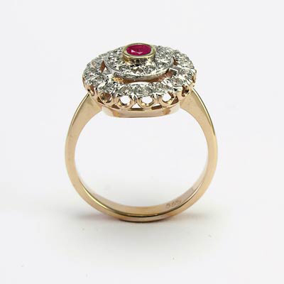 14k Solid Rose (Pink) & White Gold Genuine Ruby Ring