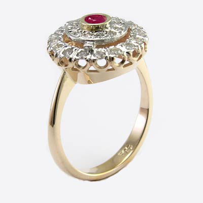 14k Solid Rose (Pink) & White Gold Genuine Ruby Ring