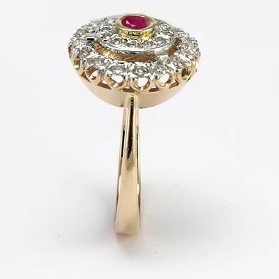 14k Solid Rose (Pink) & White Gold Genuine Ruby Ring