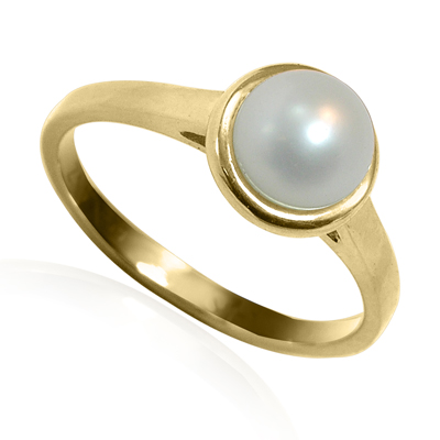 14k Solid Yellow Gold Freshwater Pearl Ring #R2052