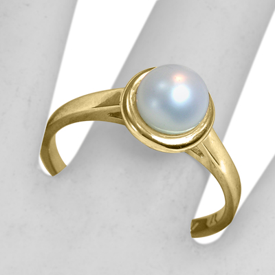 14k Solid Yellow Gold Freshwater Pearl Ring #R2052