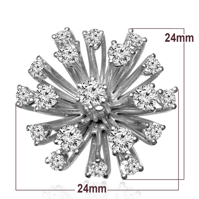 14k Solid White Gold Diamond Russian Style Flower Ring #R2055