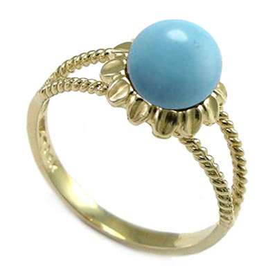 14k Solid Yellow Gold Genuine Turquoise Ring 2.80 gr 14k Solid Yellow Gold Genuine Turquoise Ring 2.80 gr