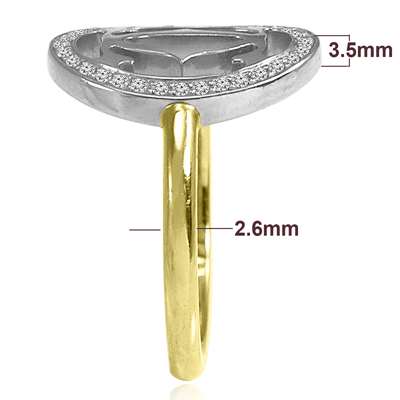 14K Solid Yellow and White Gold Handmade Design Genuine Diamond Ring #R2073