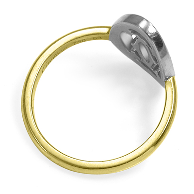 14K Solid Yellow and White Gold Handmade Design Genuine Diamond Ring #R2073