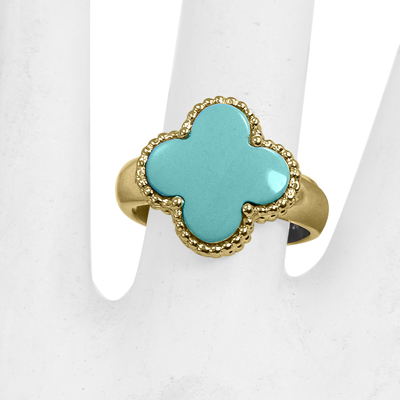 14k Solid Yellow Gold Genuine Turquoise Ring R2074 14k Solid Yellow Gold Genuine Turquoise Ring R2074