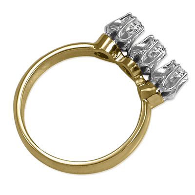 14k Yellow & White Gold Genuine Diamond Russian Style Ring