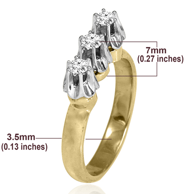 14k Yellow & White Gold Genuine Diamond Russian Style Ring