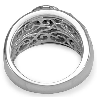 Men's Amazing 14k Solid White Gold Three-Stones Genuine Diamonds Ring