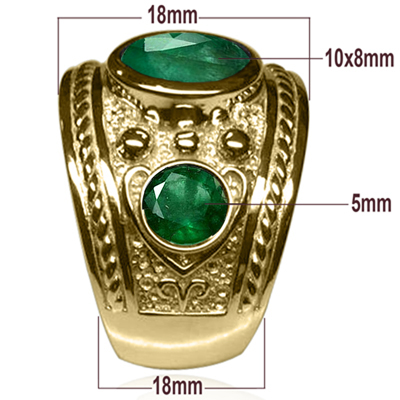 Men's 14k Solid Yellow Gold Genuine Emerald Ring  <br>  ANZOR'S EXCLUSIVE "Patent Pending" in the USPTO.
