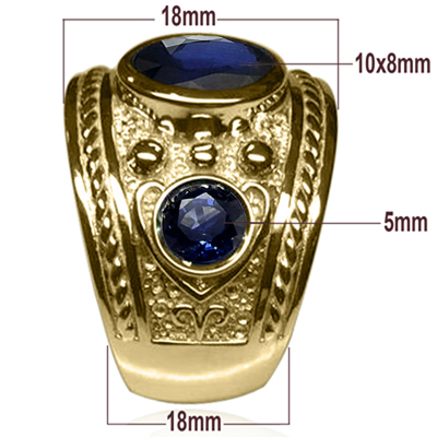 Men's 14k Solid Yellow Gold Genuine Sapphire Ring  <br>  ANZOR'S EXCLUSIVE "Patent Pending" in the USPTO.