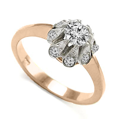 0.86ct. Genuine Diamond 14k Two-Tone Gold Ring  and A Romantic Story behind the Russian Jewelry Design