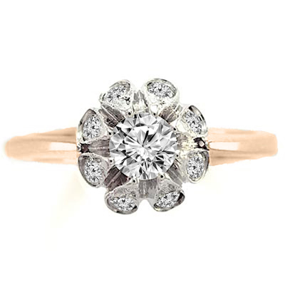 0.86ct. Genuine Diamond 14k Two-Tone Gold Ring  and A Romantic Story behind the Russian Jewelry Design