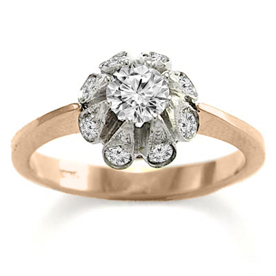 0.86ct. Genuine Diamond 14k Two-Tone Gold Ring  and A Romantic Story behind the Russian Jewelry Design