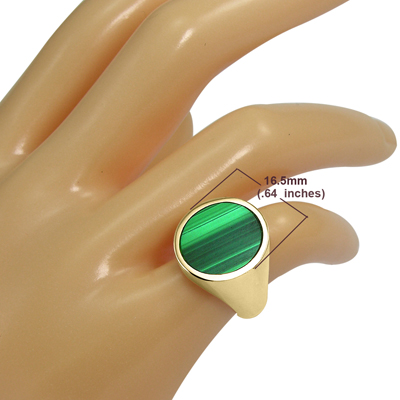 14k Solid Yellow Gold Genuine Malachite Ring