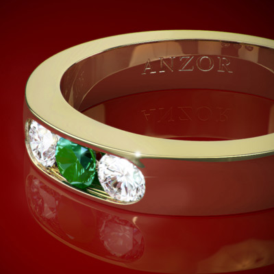 Three Stone 0.28 cwt Diamond & Colombian Fine Emerald Wedding Band 14k Solid Yellow Gold G-VS1 Three Stone 0.28 cwt Diamond & Colombian Fine Emerald Wedding Band 14k Solid Yellow Gold G-VS1