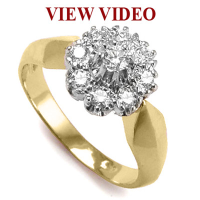 14k Yellow & White Gold Genuine Diamond Ring Russian Style Jewelry. Avail.14K white gold #R1748