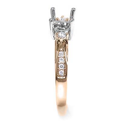 14k Solid Rose and White Gold Diamond Engagement Ring Semi-Mount