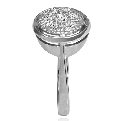 Russian Style Genuine Diamond Tarelka Ring in 14k White Gold #R2152