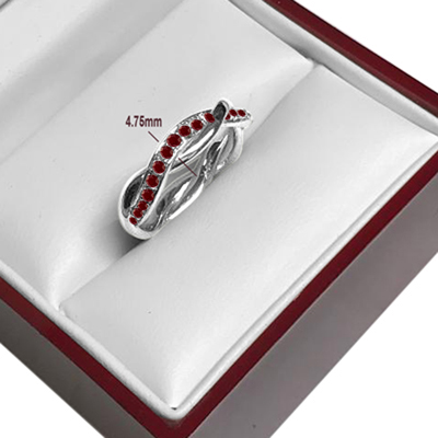 18k Solid White Gold Genuine Ruby Prong setting Wedding Band