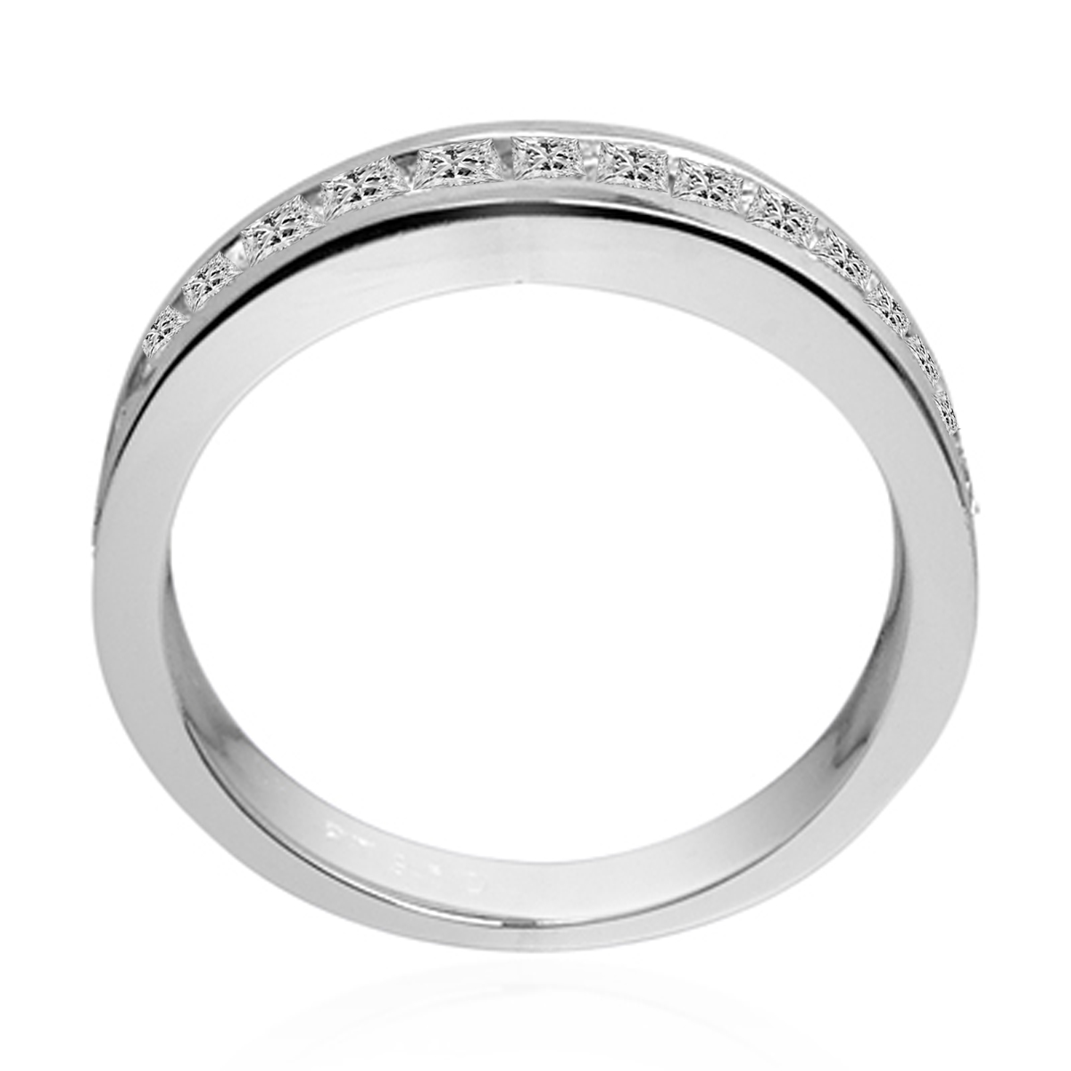 Men's or Women's Platinum Wedding Band Princess Cut Diamond Ring