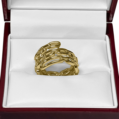 14k Solid Yellow Gold figaro Chain Ring 14k Solid Yellow Gold figaro Chain Ring