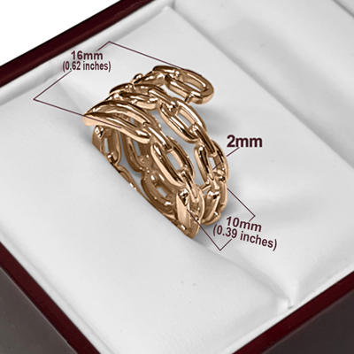 18k Solid Rose Gold figaro Chain Ring 18k Solid Rose Gold figaro Chain Ring