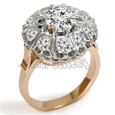 14k Solid Rose and White Gold Genuine Diamond Russian style Malinka Ring.  14k Solid Rose and White Gold Genuine Diamond Russian style Malinka Ring.
