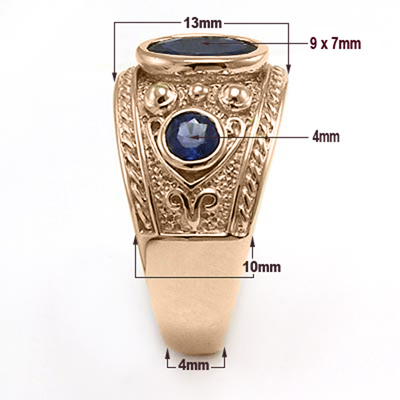 Men's 10k Solid Rose Gold Genuine Dark Ceylon Sapphire Ring
