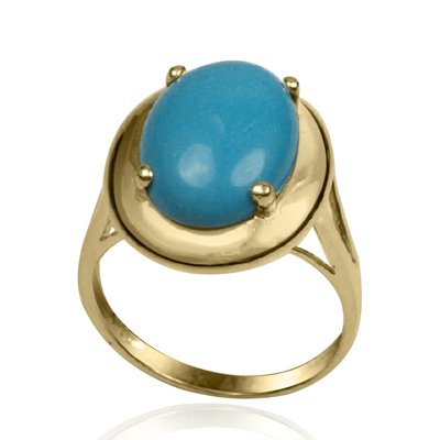 14k Solid Yellow Gold Oval Cut Turquoise Ring 14k Solid Yellow Gold Oval Cut Turquoise Ring