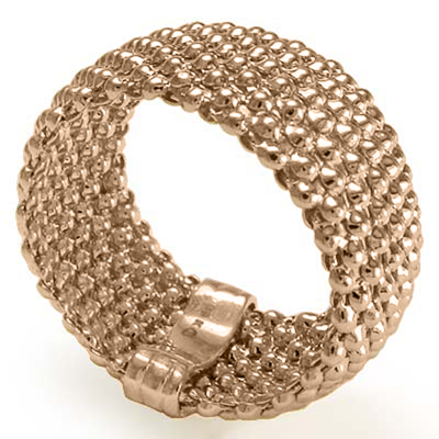 Woman's Wonderful 14k Solid Rose Gold Flexible Mesh Ring Woman's Wonderful 14k Solid Rose Gold Flexible Mesh Ring