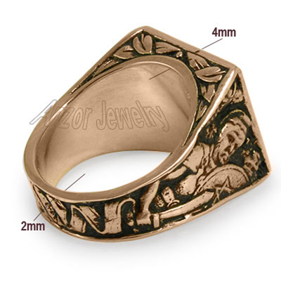 Lions Facing The Ten Commandments Ring in 14k Solid Rose Gold  "Patent Pending" Lions Facing The Ten Commandments Ring in 14k Solid Rose Gold  "Patent Pending"