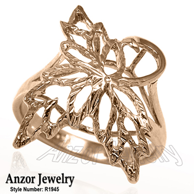 14K Solid Rose  Gold Leaf Ring 14K Solid Rose  Gold Leaf Ring